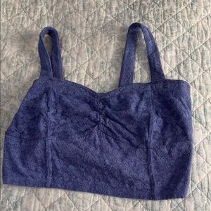 Mudd Lace Crop Top in Deep Blue